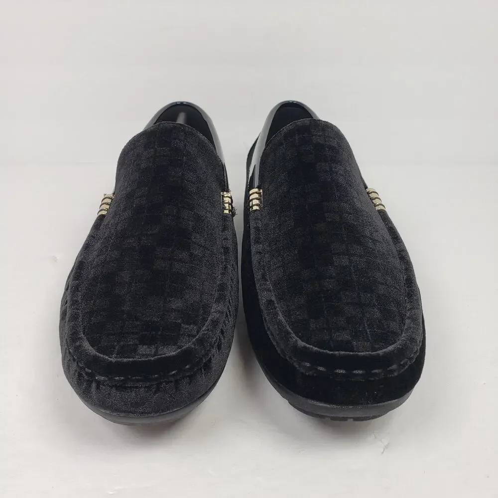 Amali Jace Mens Sz 13 Black Velvet Slip On Fashion Driving Moccasin Loafer Shoes